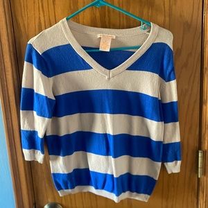 Blue and grey striped quarter sleeve